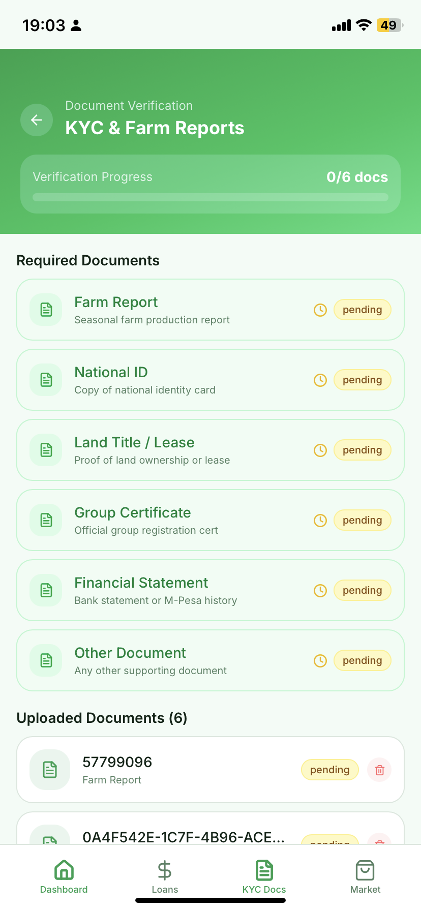 KYC and farm reports verification
