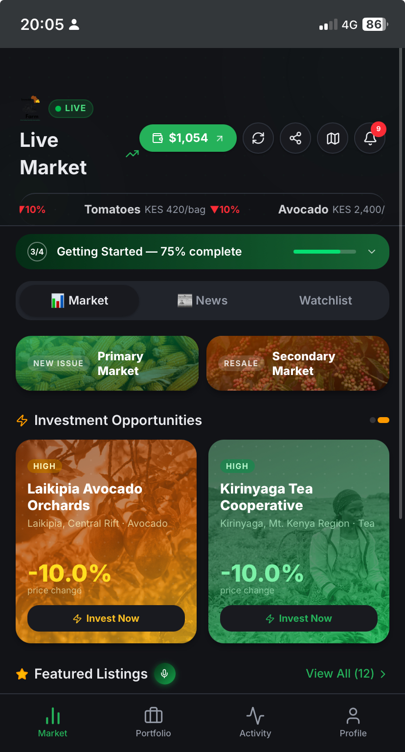 Investor side — Live Market