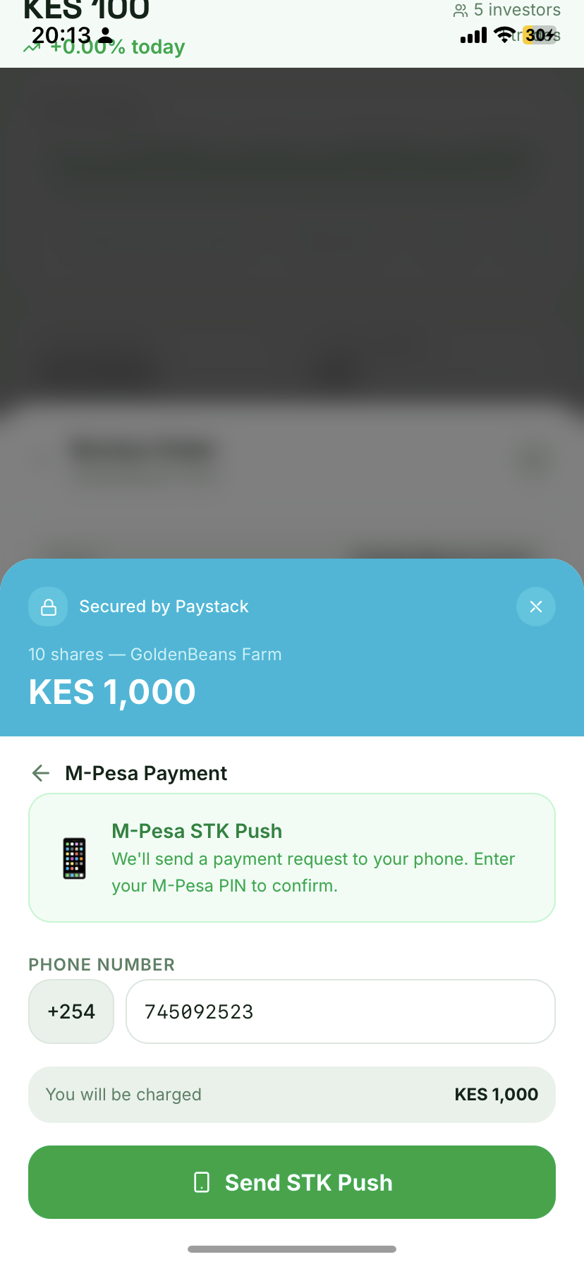 M-Pesa payment in app